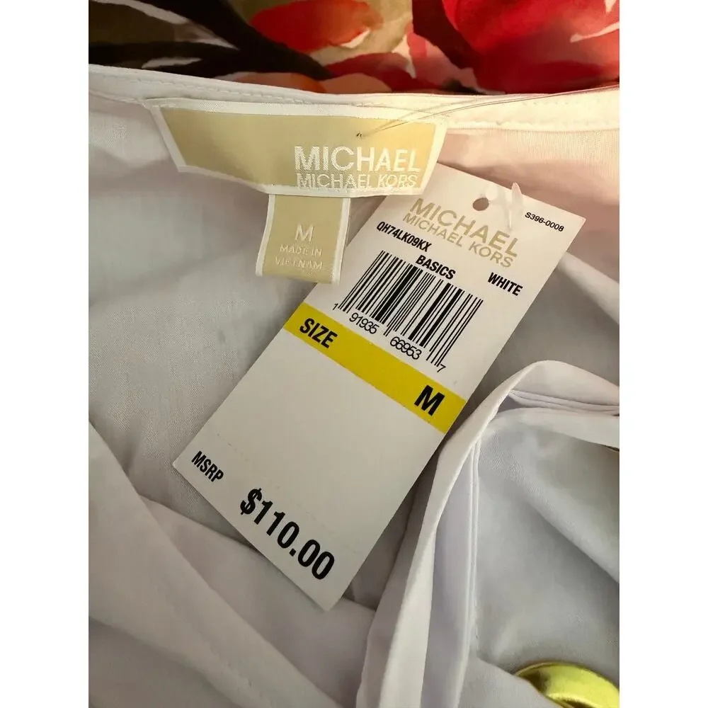NWT Michael Michael Kors Embroidered Stripe Cold Shoulder Blouse Size Small